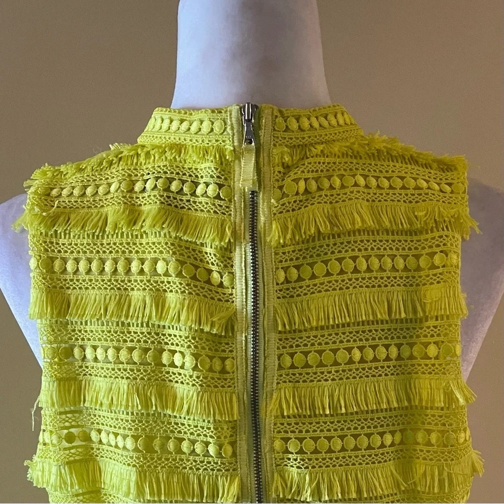 J.Crew Citrus Neon Yellow Fringe Sleeveless Sheath Dress